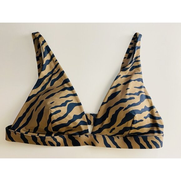 Everlane Bikini Top in Tiger Stripe Medium ReNew Plunge Triangle Top - Picture 4 of 9